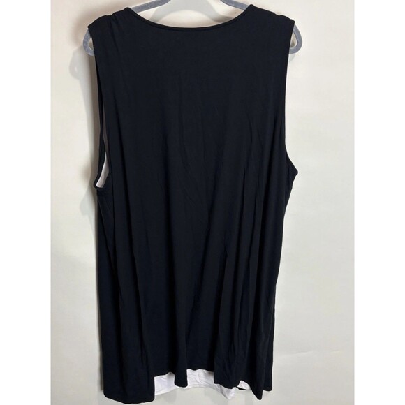 J Jill Wearever Colorblock Dress Womens 2X Split Front Trapeze Swing White Black - Picture 2 of 7